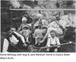 Dorrie McKeag (with dog) & Jack Marshall. Dorrie is Cissy’s Sister (May’s Aunt).